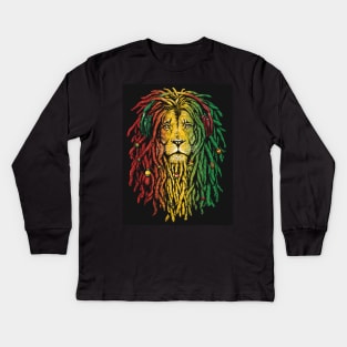 Afro Lion uncial print Kids Long Sleeve T-Shirt